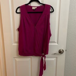 Universal Thread Fuchsia Sleeveless Faux Wrap Top with Waist Tie